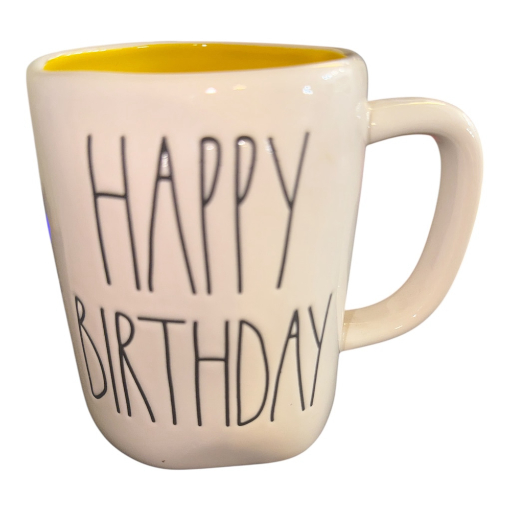 Happy Birthday Ceramic Coffee Mug with Yellow Interior, 16 o
